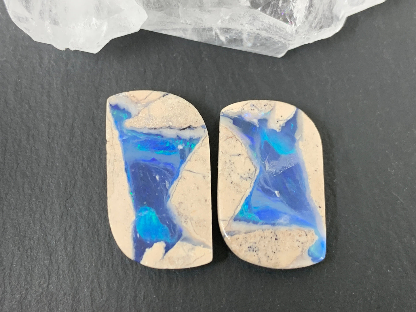 Australian Opal doublet 14x23x4mm pair of cabochons