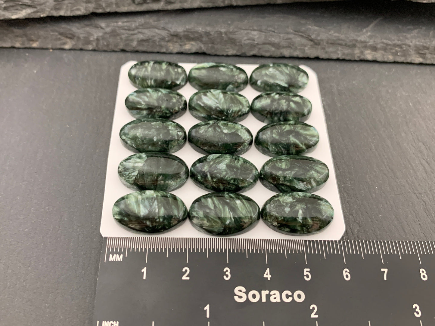 Seraphinite oval 12x20mm Cabochon - Calibrated cabochons
