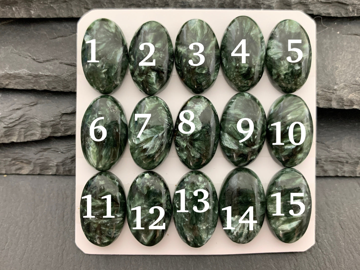 Seraphinite oval 12x20mm Cabochon - Calibrated cabochons