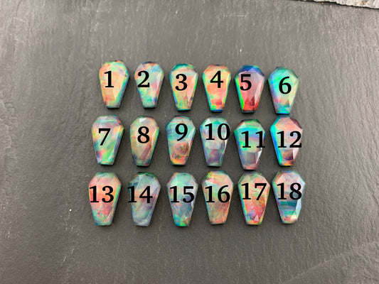 Faceted Aurora Opal coffin 10x16mm cabochon - Doublet cabochon