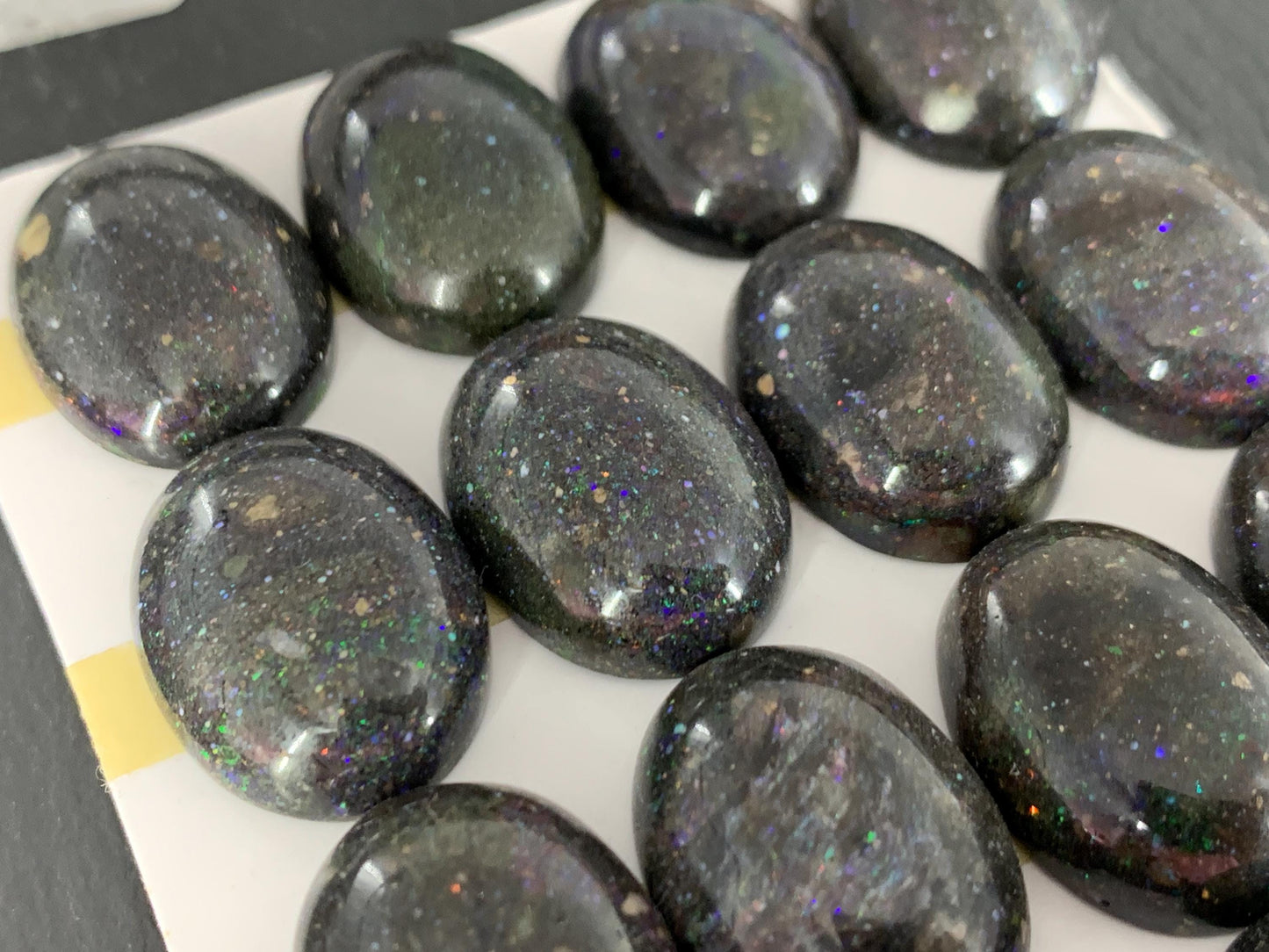 Black Andamooka Opal oval 15x20mm cabochon - Matrix Australian Opal