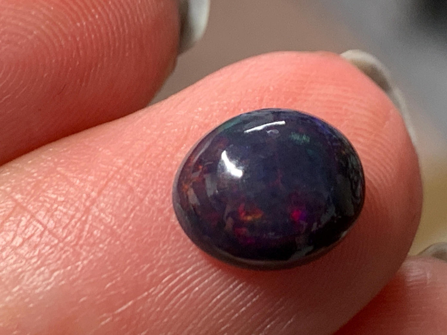 Natural Ethiopian Black Opal 7x9x4mm cabochon