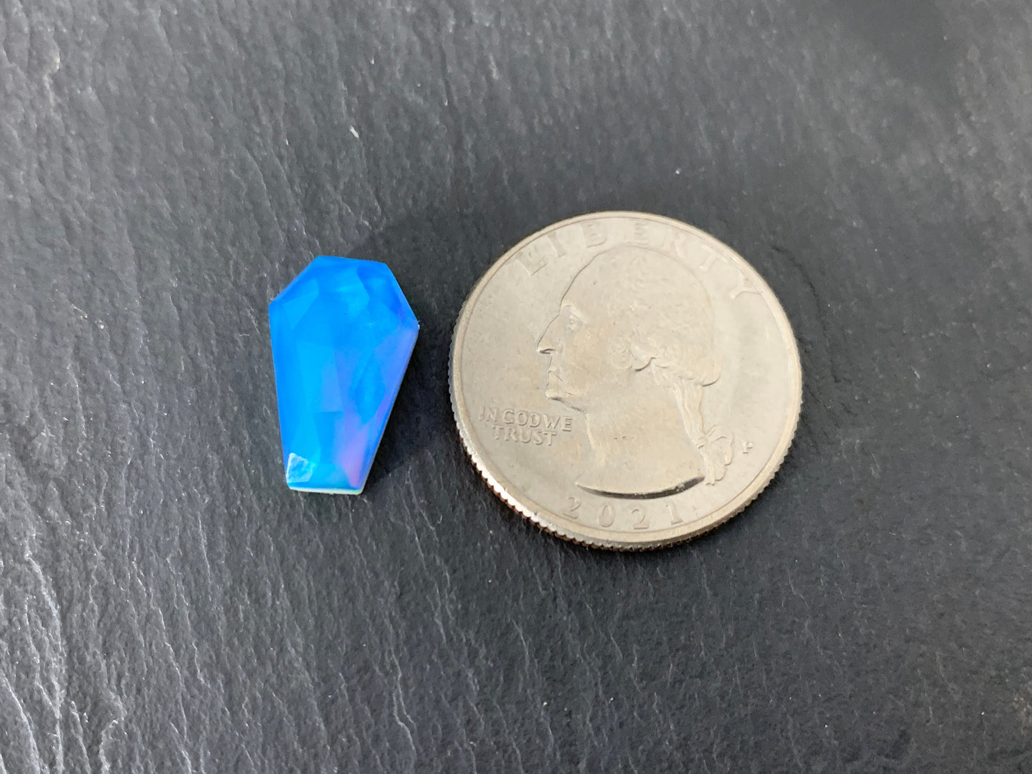 Faceted Aurora Opal coffin 10x16mm cabochon - Doublet cabochons
