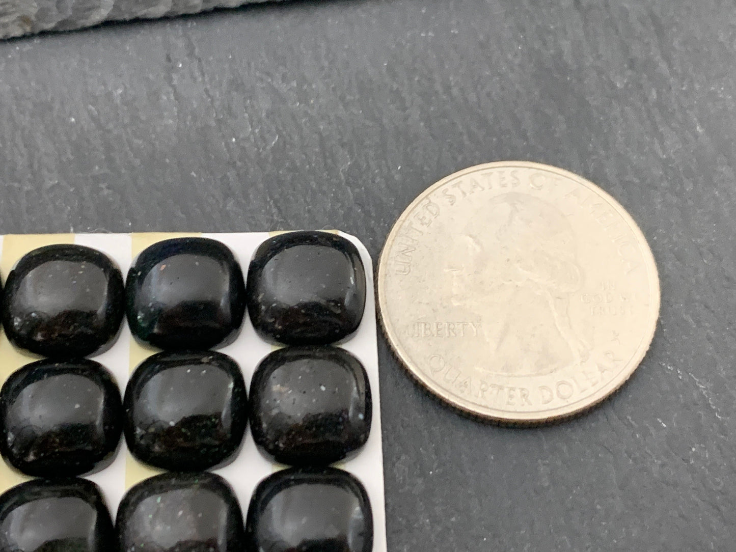 Black Andamooka Opal square cushion 10mm cabochon - Matrix Australian Opal