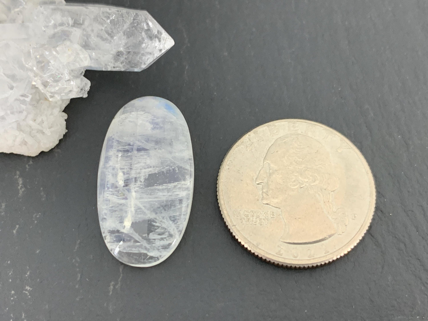 Rainbow Moonstone 27x15x6mm cabochon
