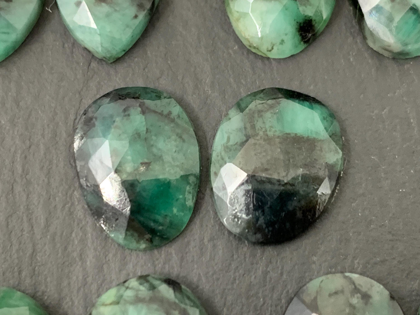 Faceted Emerald Pair 13-15mm long cabochons- Select your pair | W222-3