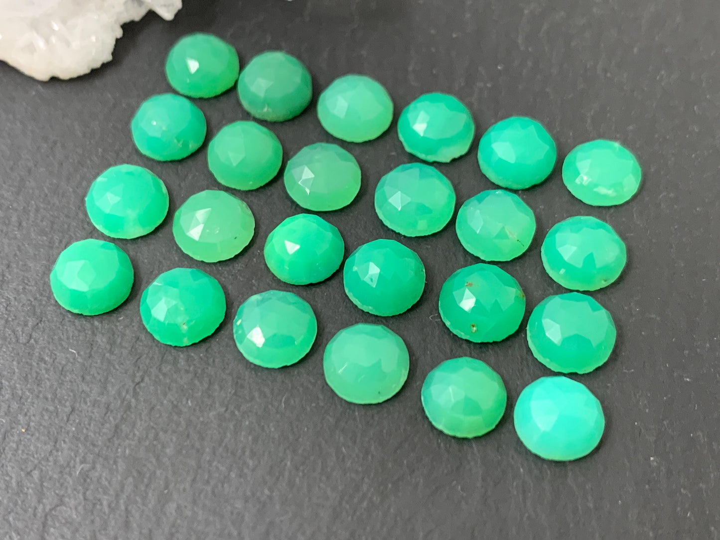 Faceted Chrysoprase round 6mm cabochon
