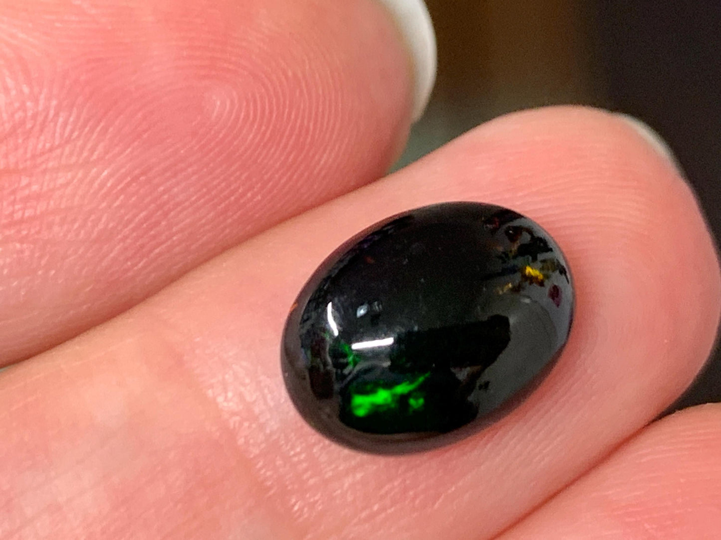 Natural Ethiopian Black Opal 9x12x4mm cabochon