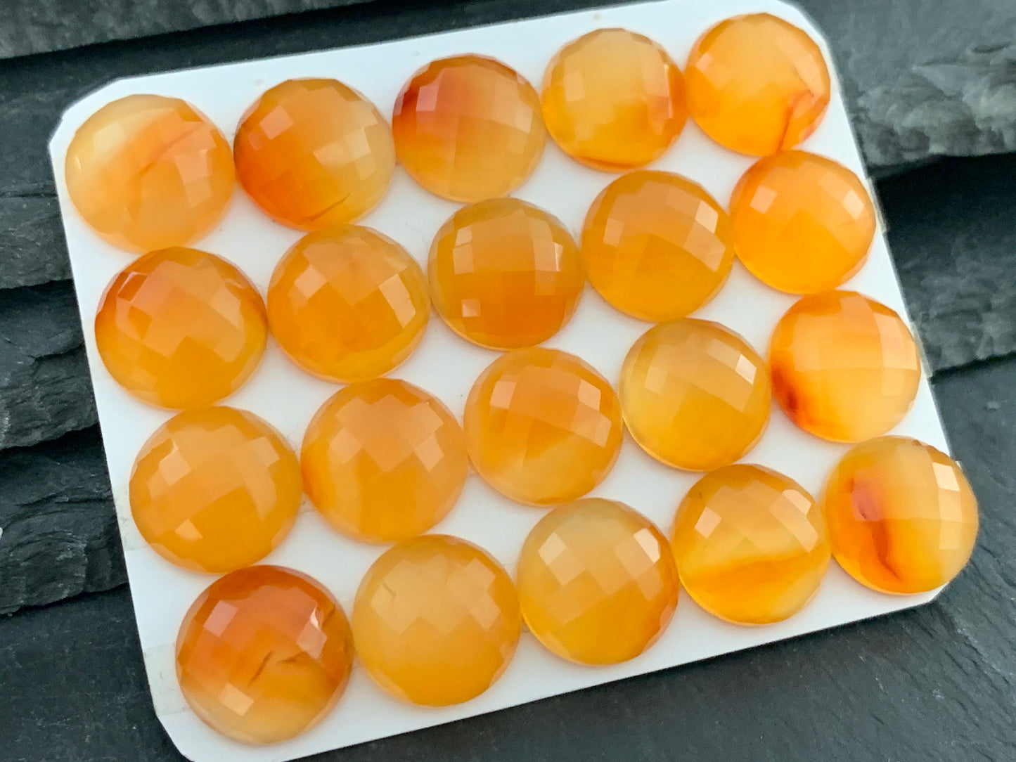 Faceted Carnelian round 13mm cabochon - Calibrated cabochons