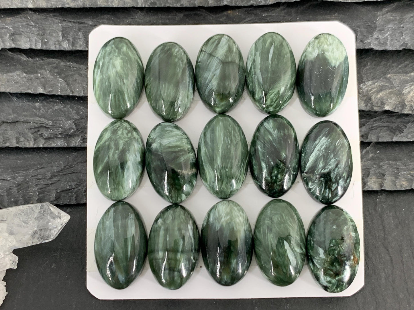 Seraphinite oval 12x20mm Cabochon - Calibrated cabochons