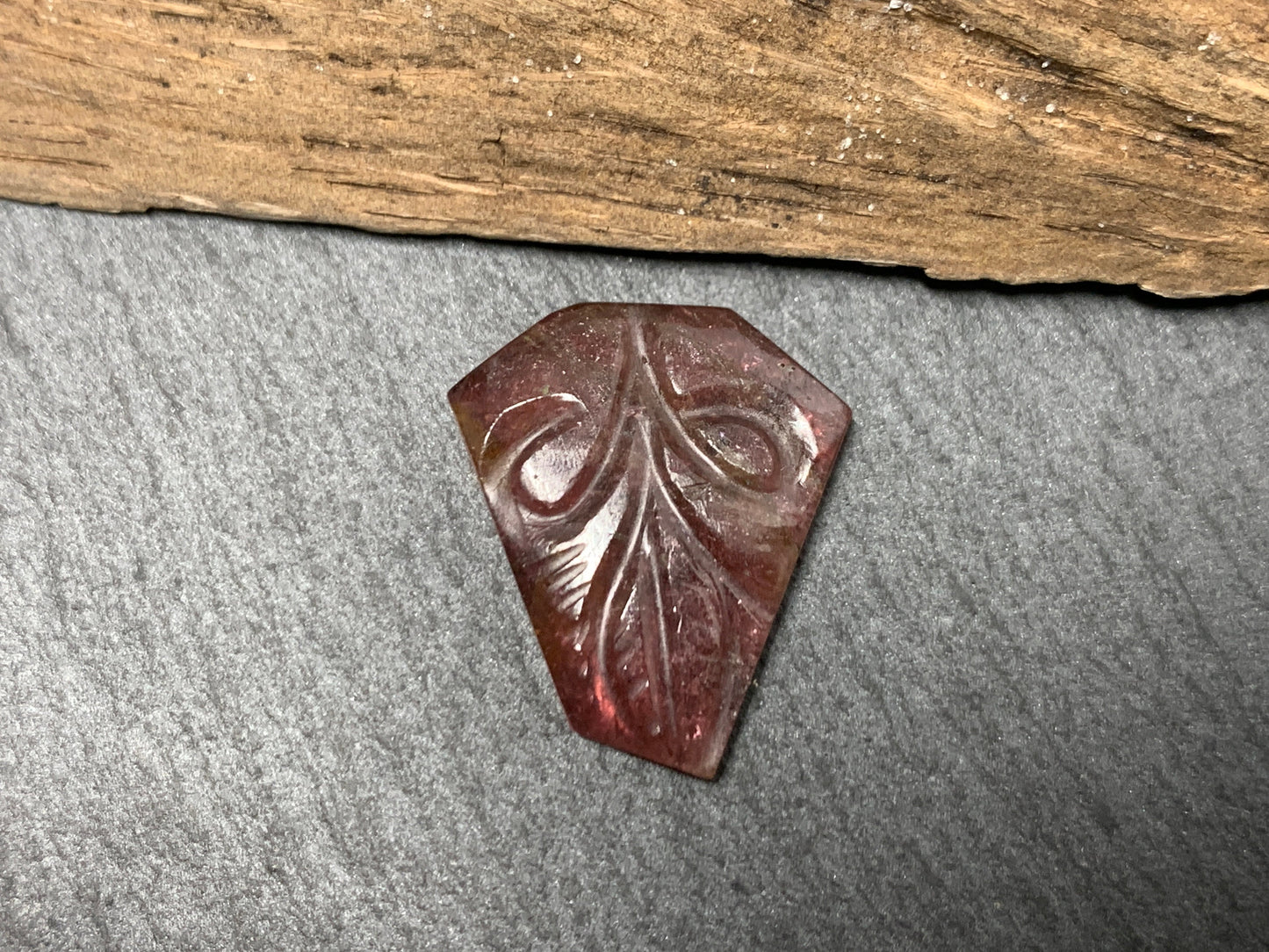 Carved Tourmaline 16x19x3mm cabochon