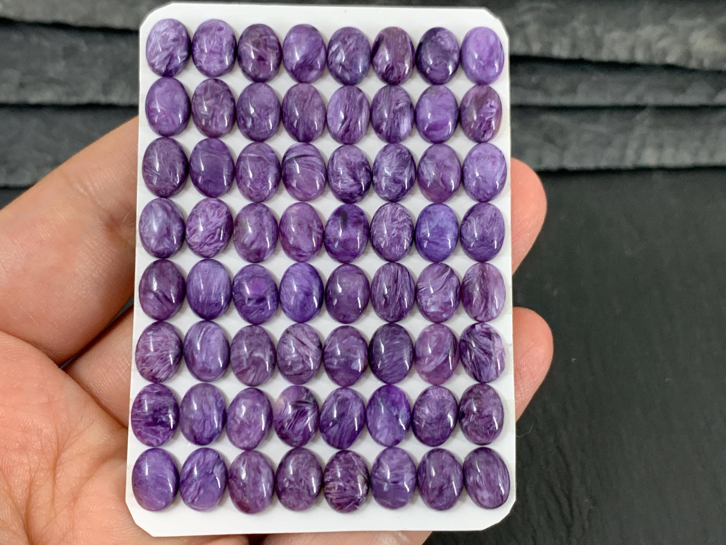 Charoite oval 6x8mm cabochon - Calibrated cabochons