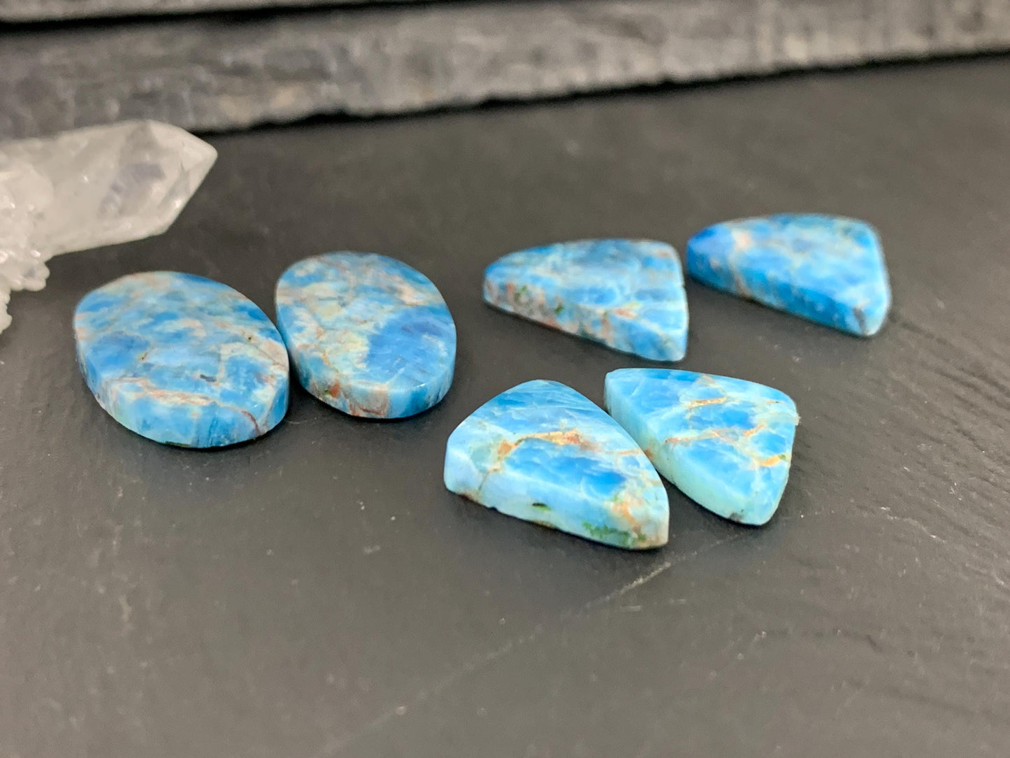 Apatite oval, free form 19-24mm long cabochon - Buy by pair