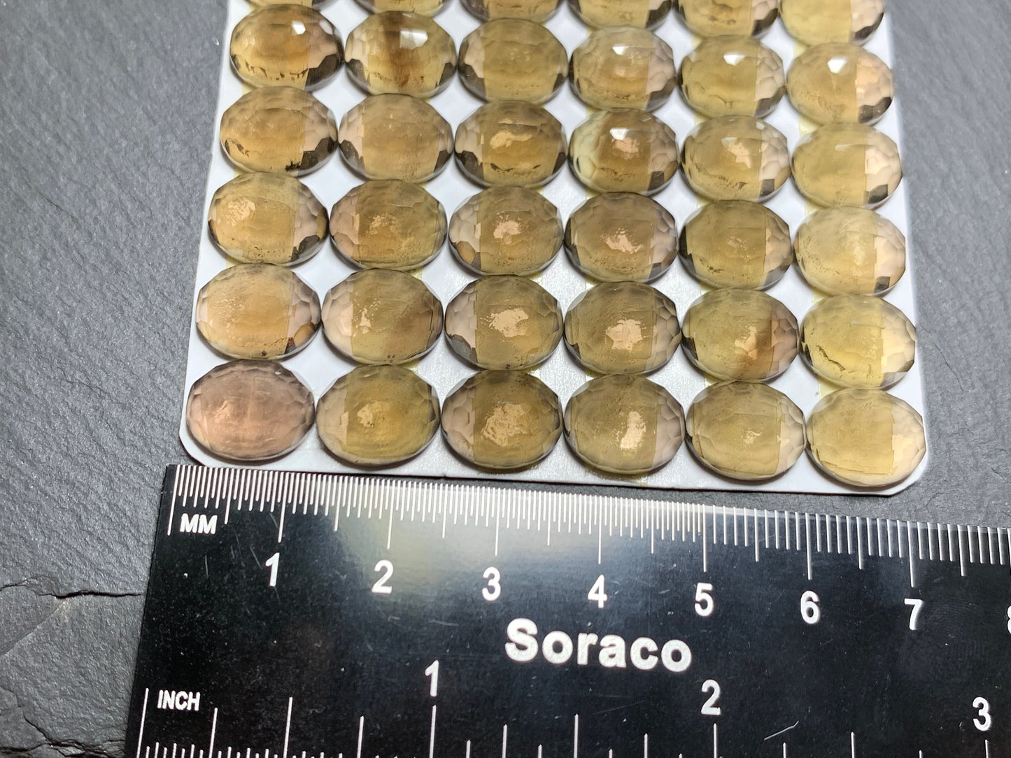 Faceted Smokey Quartz oval 10x12mm cabochon - Calibrated cabochons