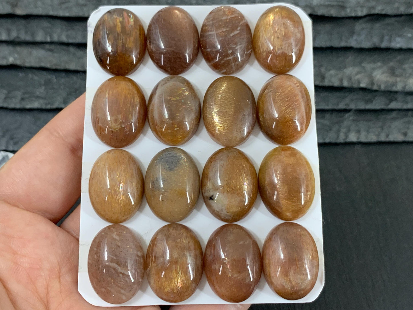 Sunstone oval 15x20mm cabochon - Calibrated cabochons