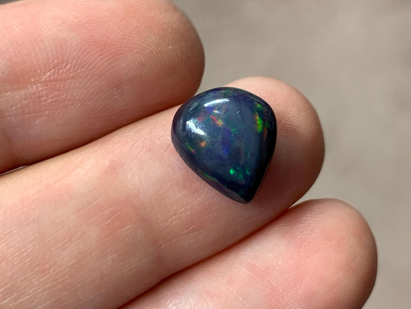 Black Ethiopian Opal pear 10x11x45mm cabochon