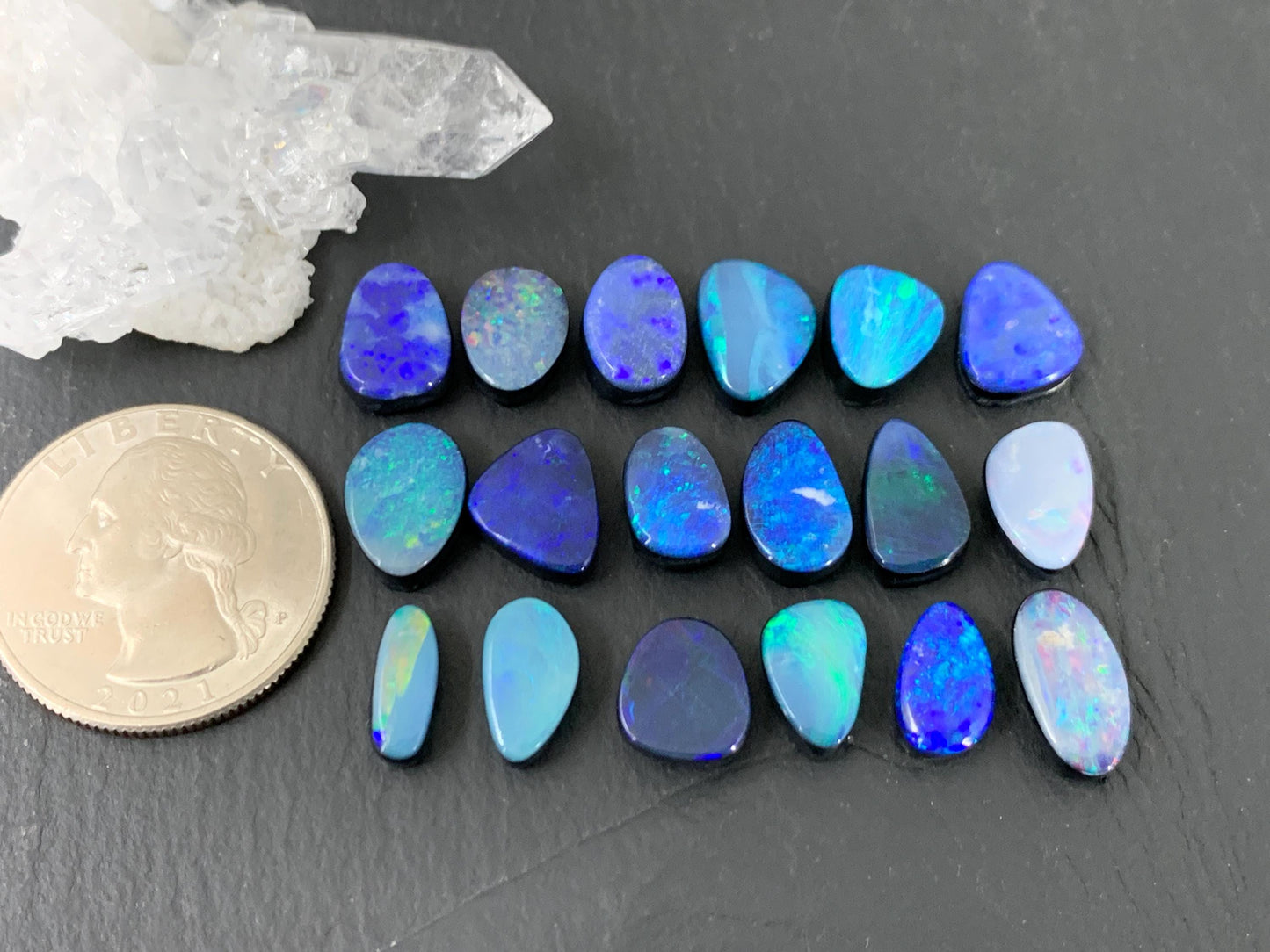 Australian Opal doublet 10-13mm long cabochon