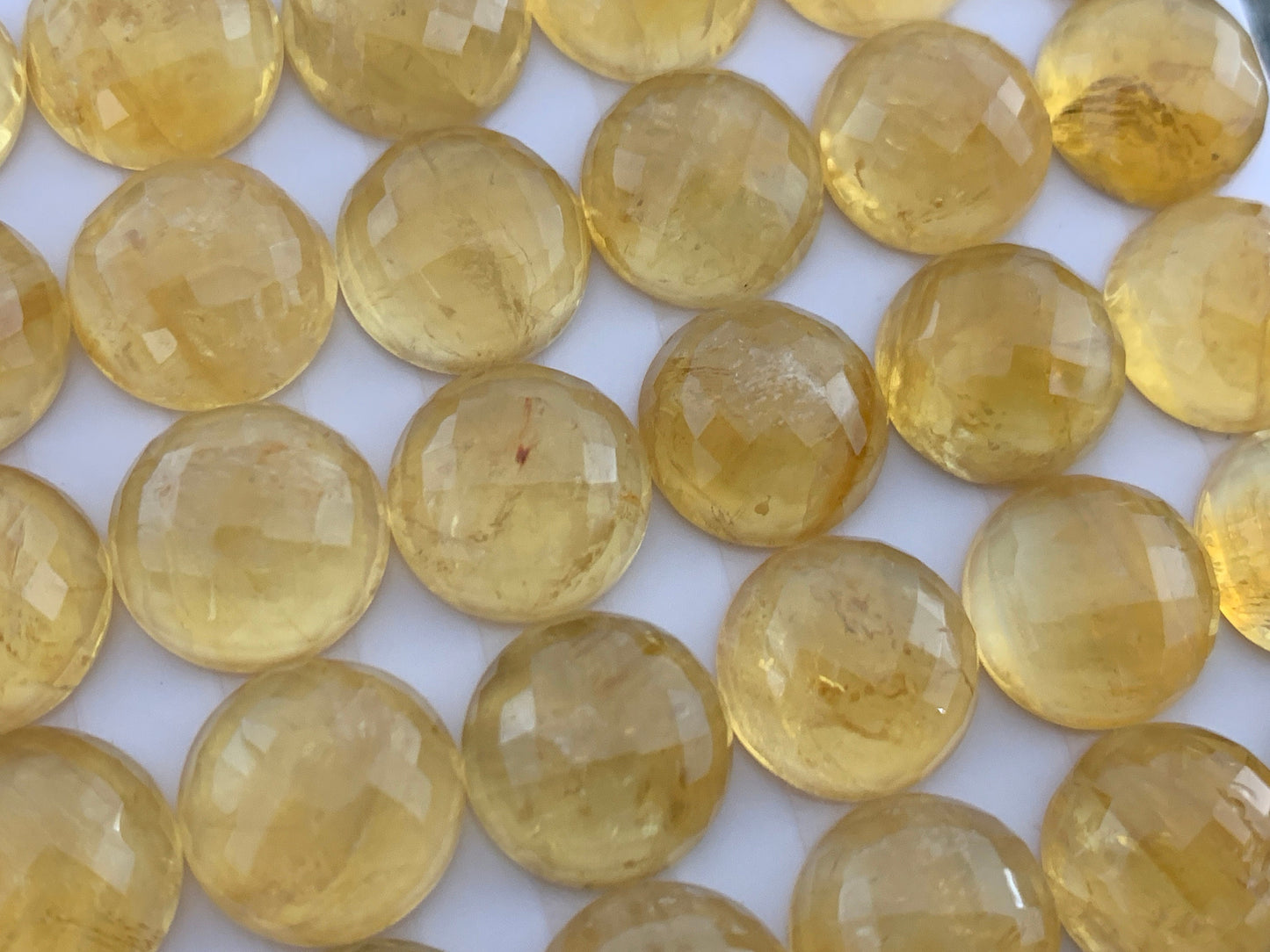 Faceted Citrine round 12mm cabochon - Calibrated cabochons