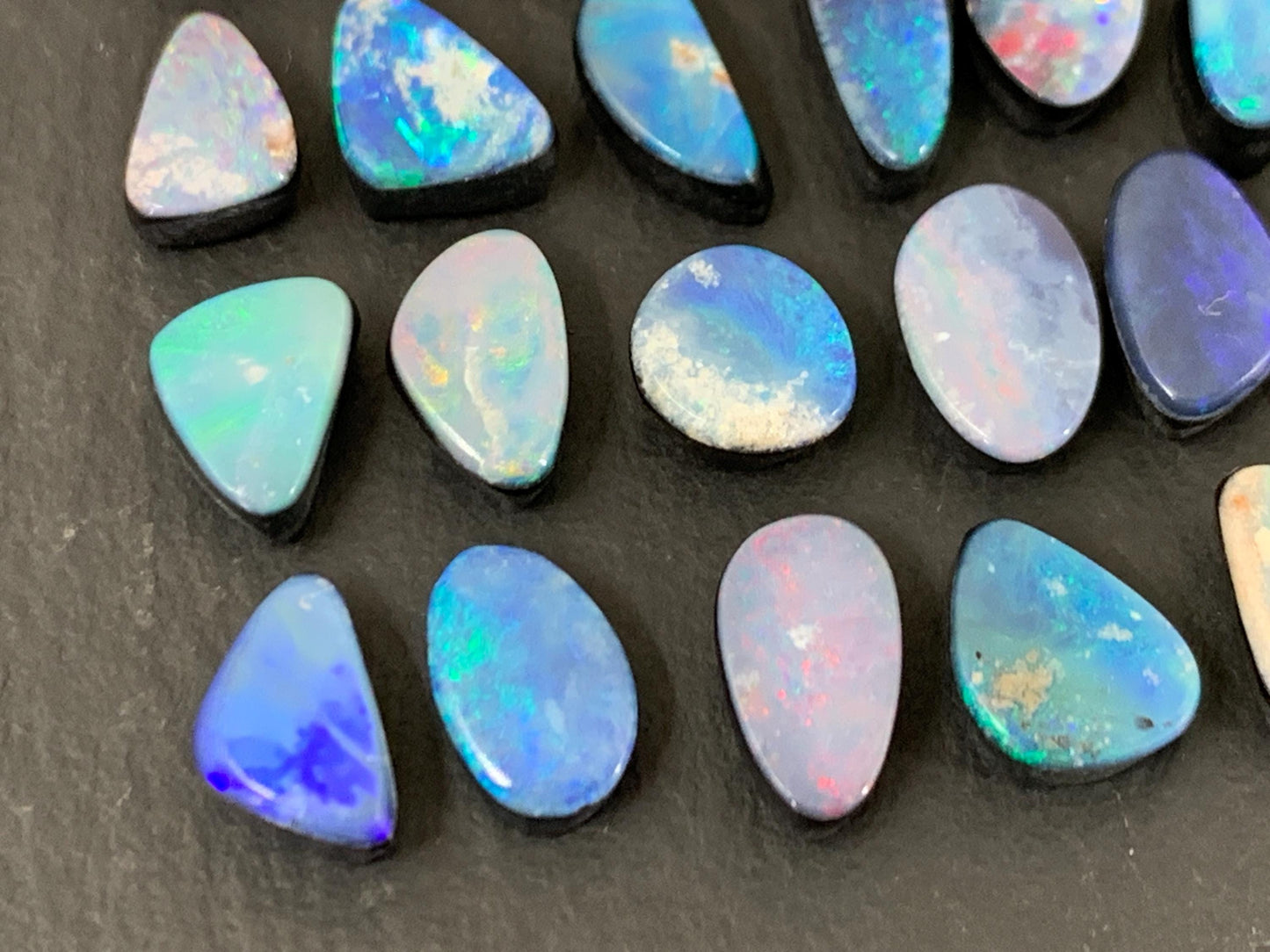Australian Opal doublet 7-10mm long cabochon