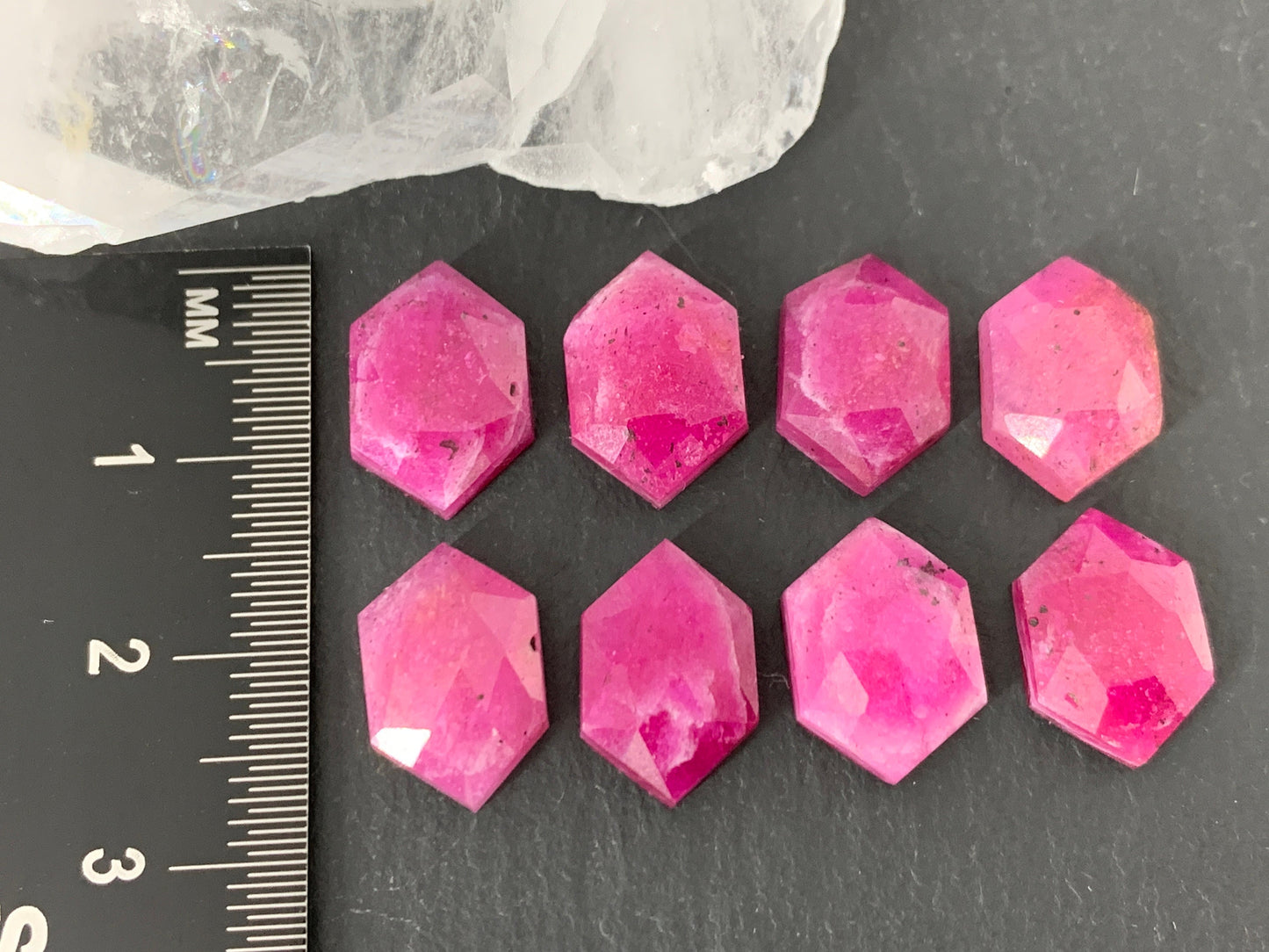 Faceted Pink Sapphire hexagon 9x13mm long cabochon