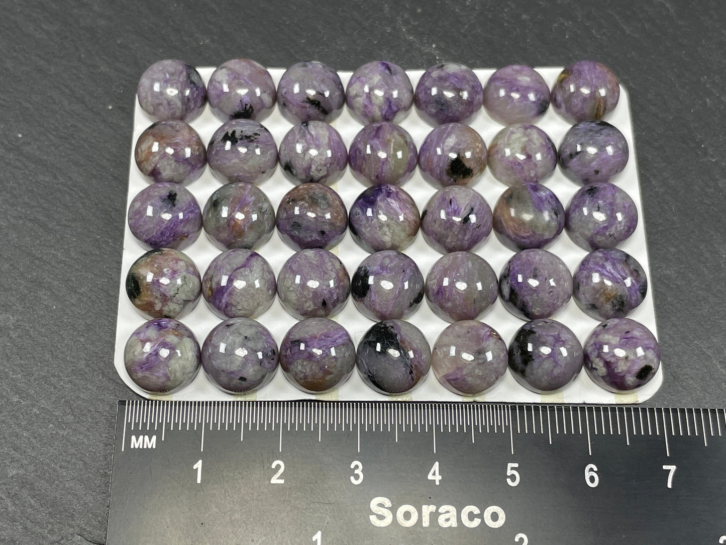 Charoite round 10mm cabochon - Calibrated cabochons