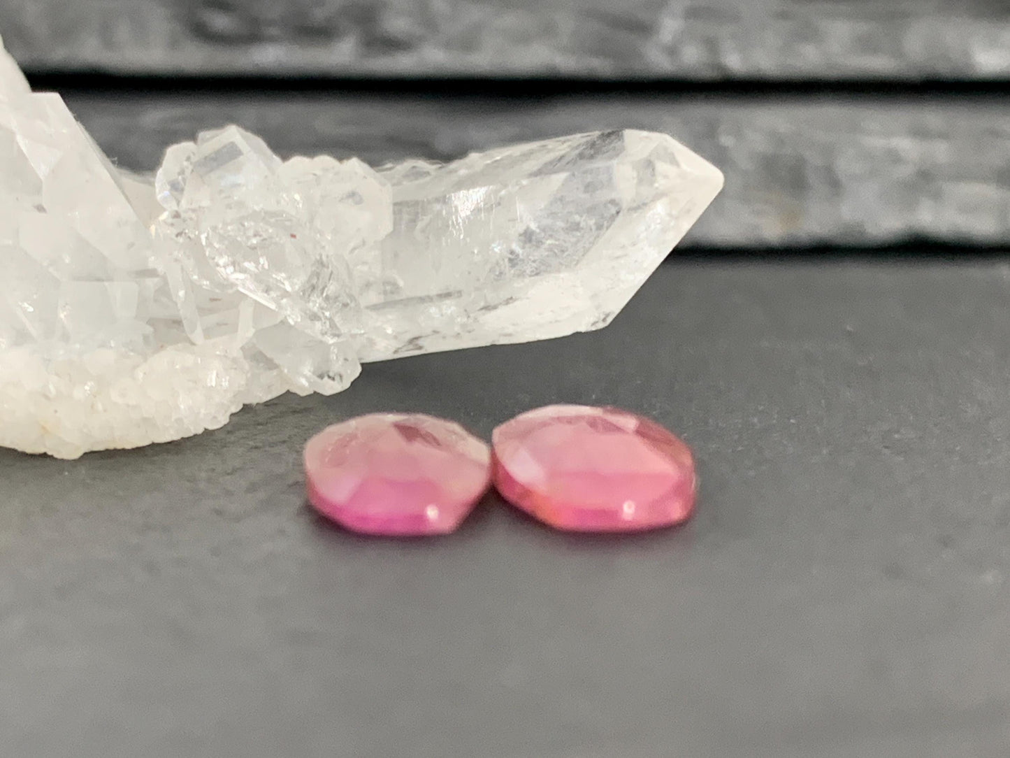 Faceted Ruby pair 7x14x2mm cabochon