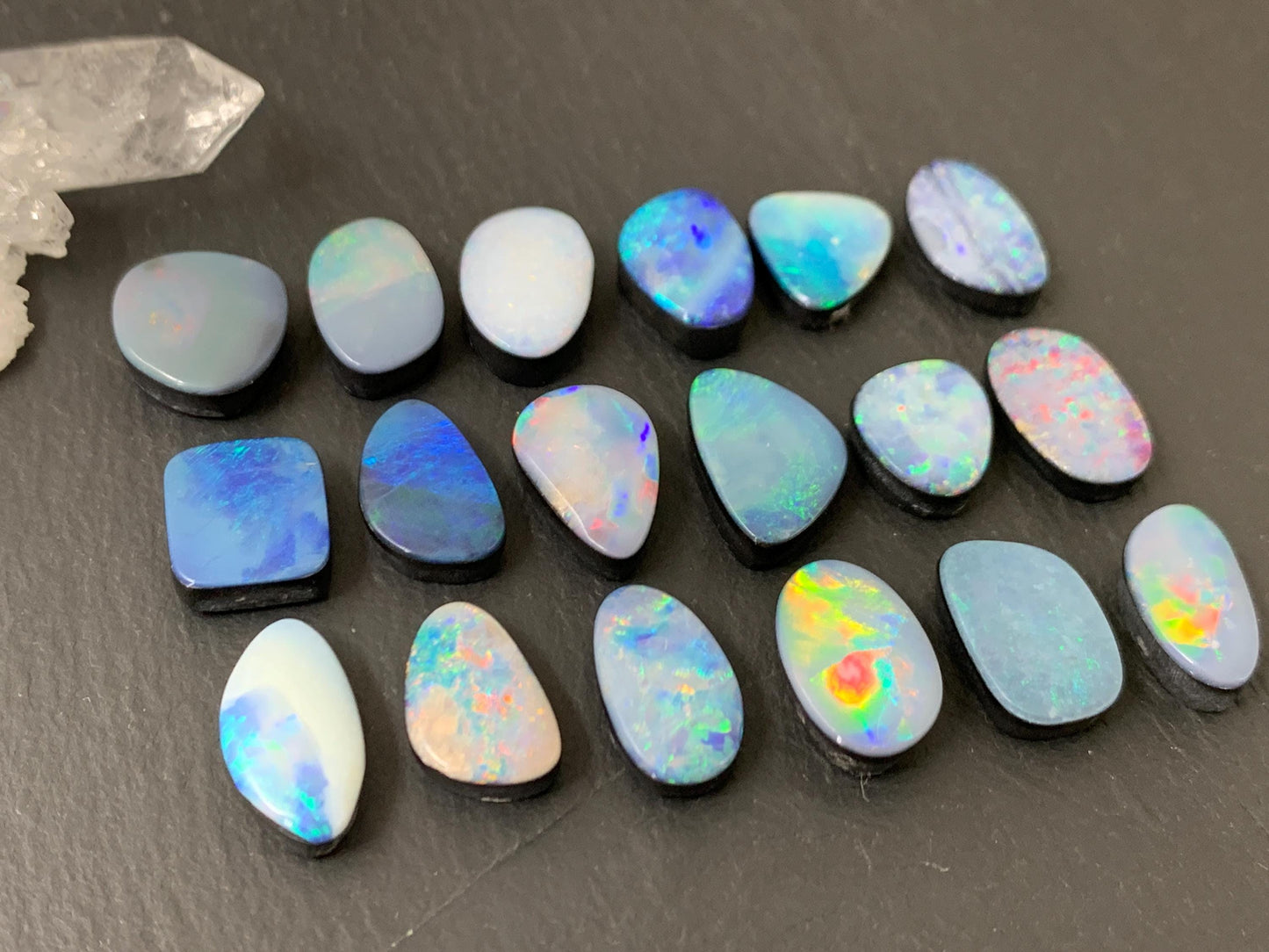 Australian Opal doublet 11-14mm long cabochon