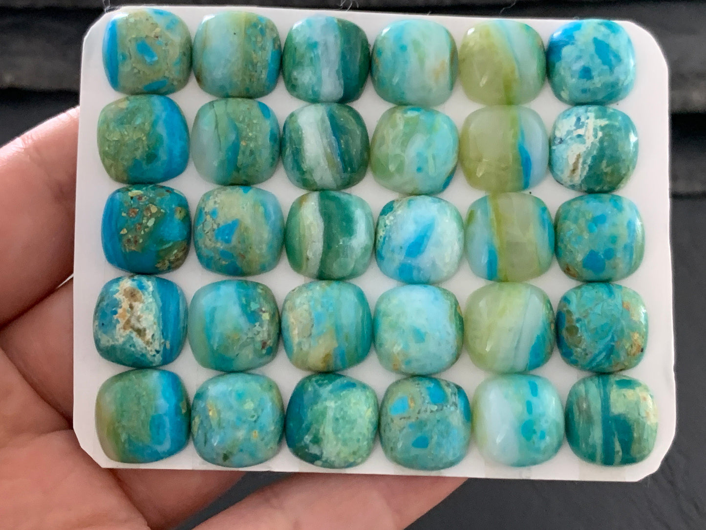 Opaline square 12mm cabochon - Calibrated cabochons