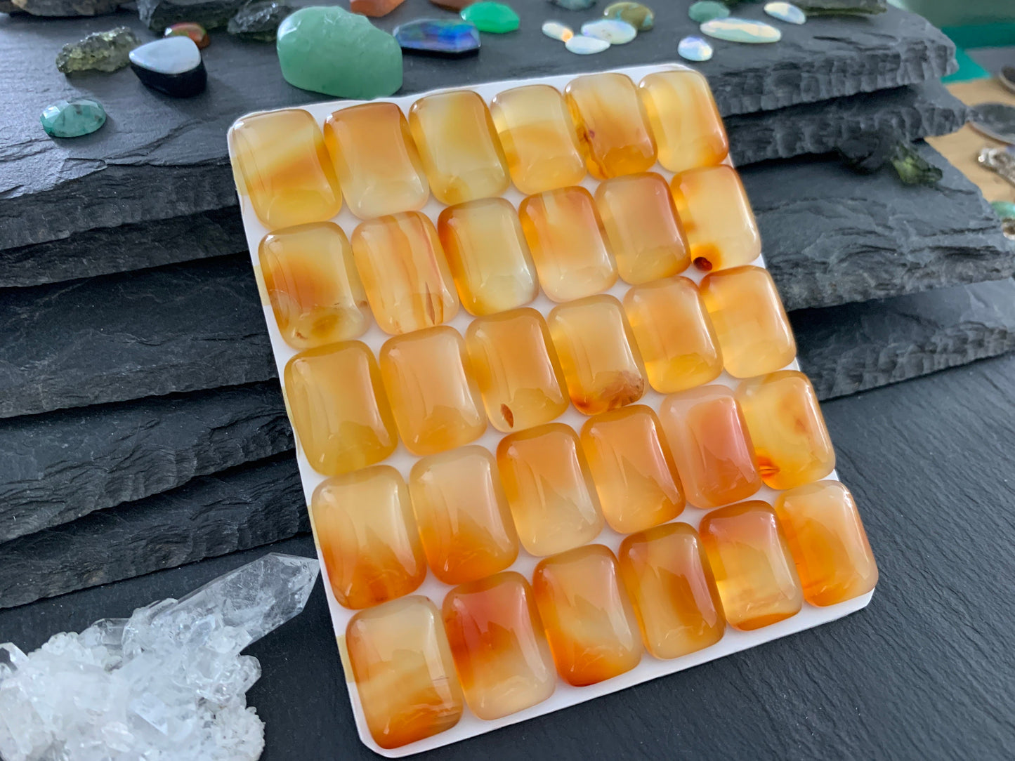 Carnelian rectangle 13x18mm cabochon - Calibrated cabochons