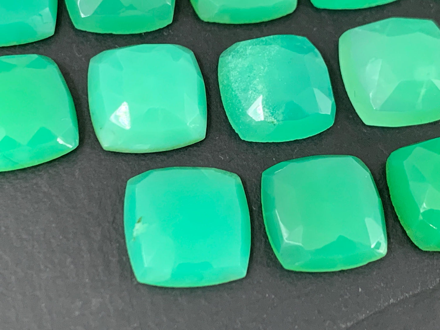 Faceted Chrysoprase square 10mm cabochon