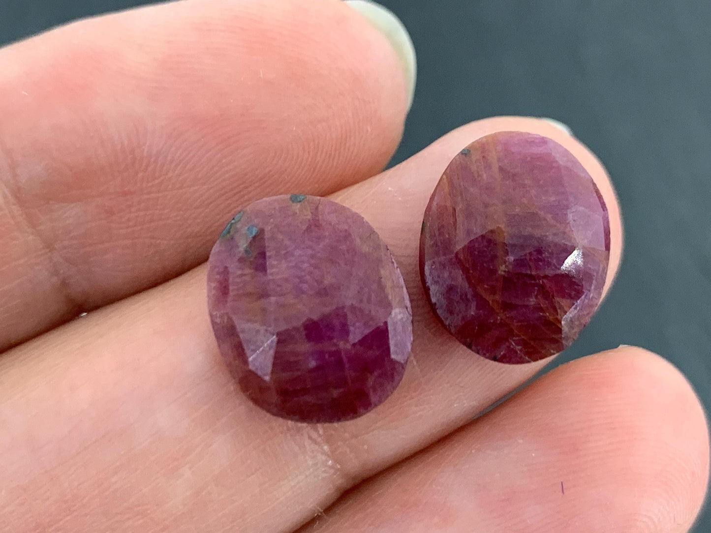 Faceted Ruby pair 10x12x3mm cabochon
