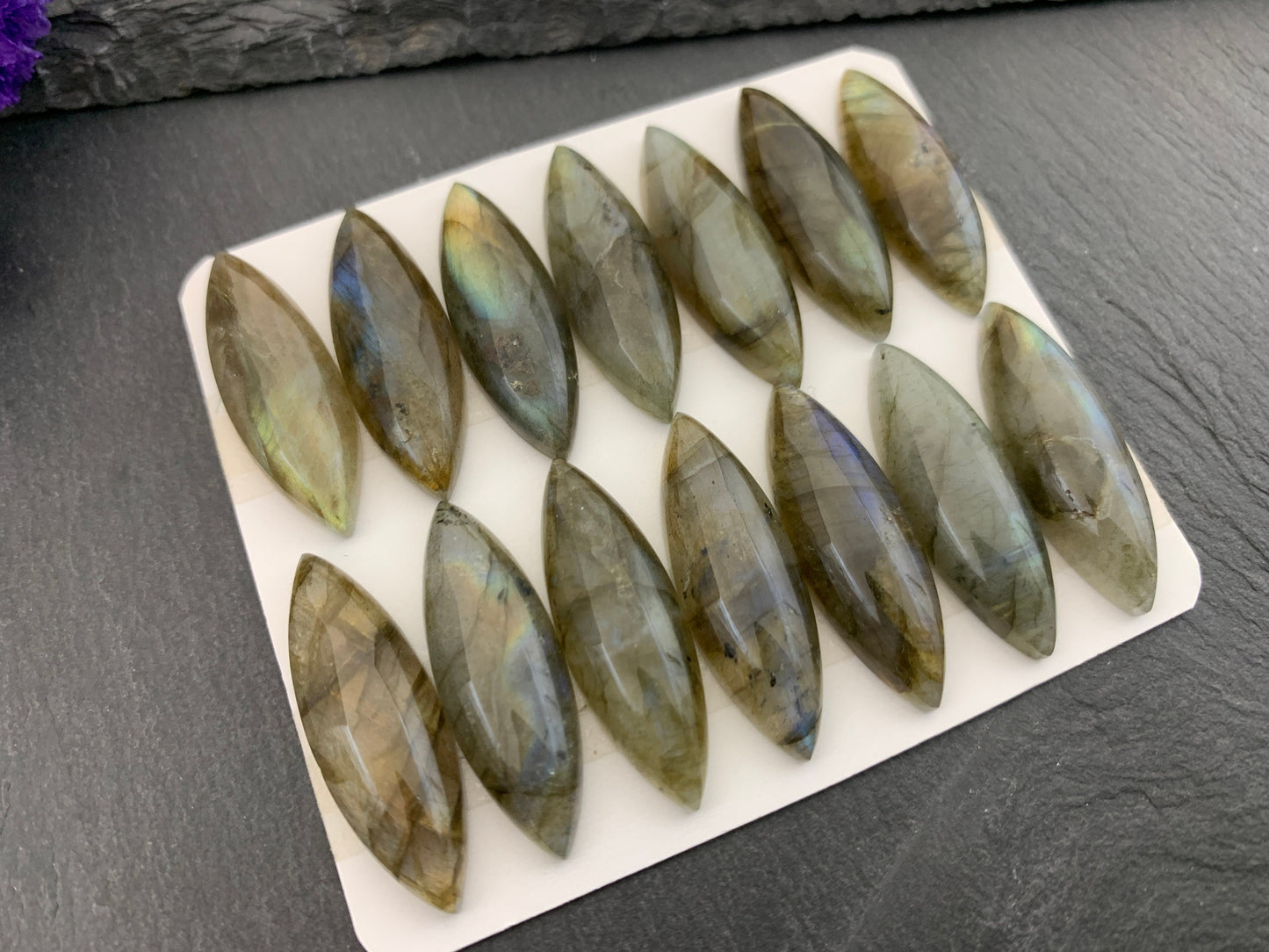Labradorite marquise 10x30mm cabochon - Calibrated cabochons