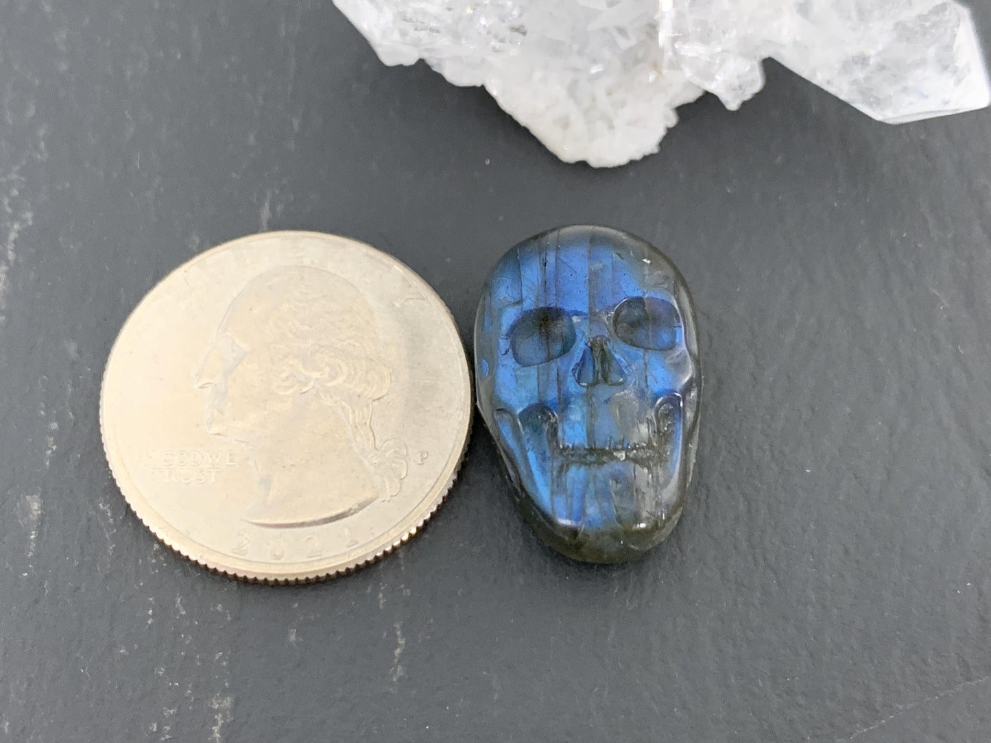 Labradorite Skull Cabochon 14x22mm, Labradorite Skull, Natural Gemstone, Halloween Jewelry, Handcrafted Accessory