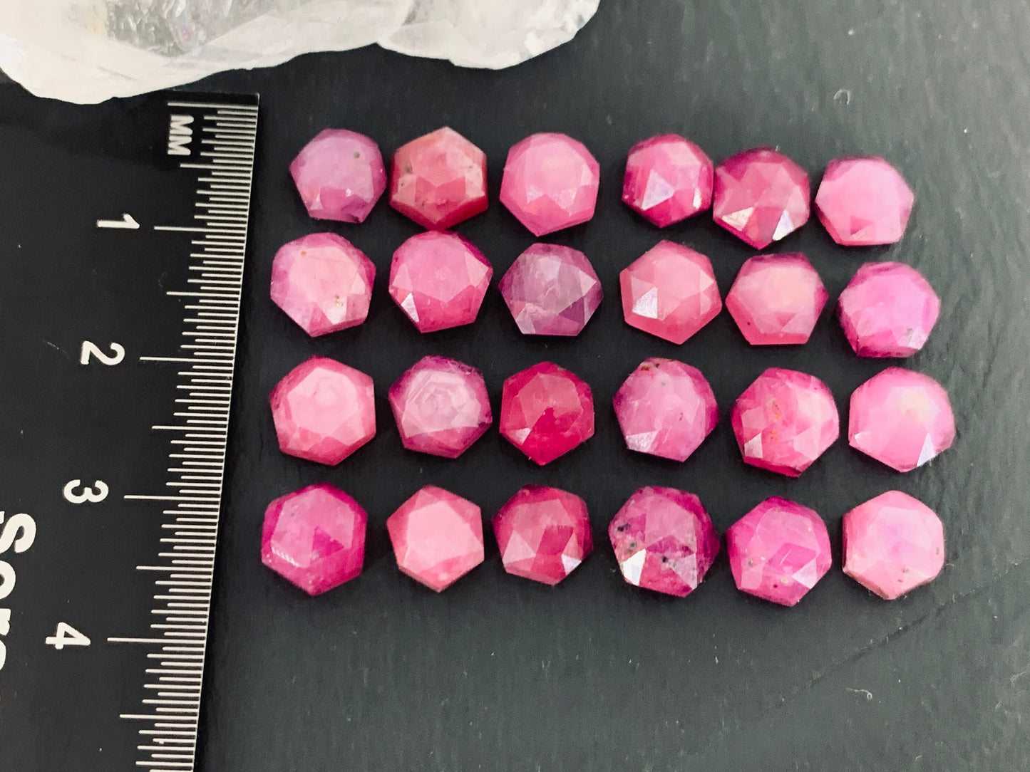 Faceted Pink Sapphire hexagon 6mm cabochon