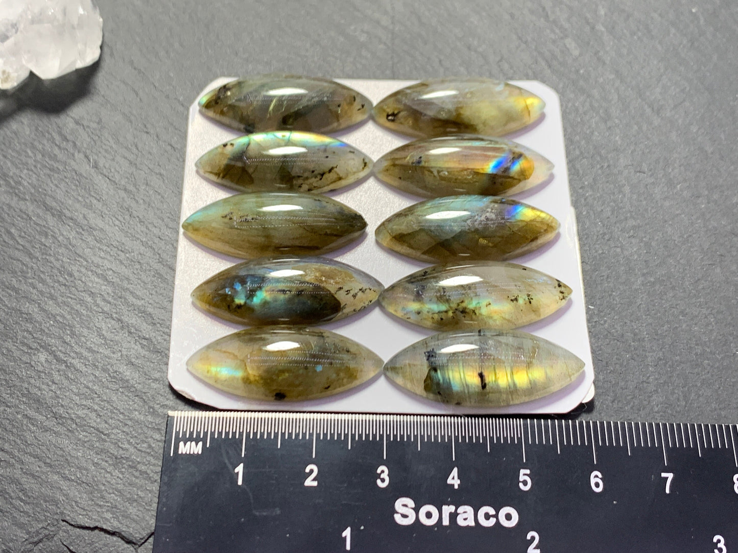 Labradorite marquise 12x30mm cabochon - Calibrated cabochons