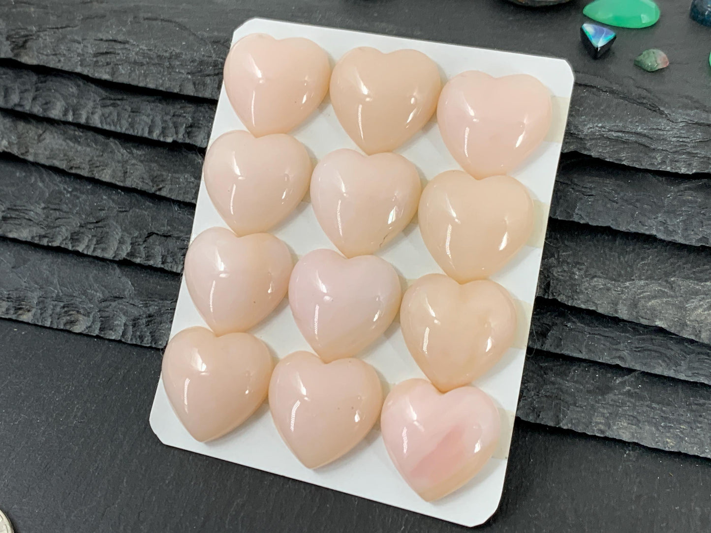 Pink Opal Heart Cabochon 20mm - Natural Calibrated Gemstone Jewelry