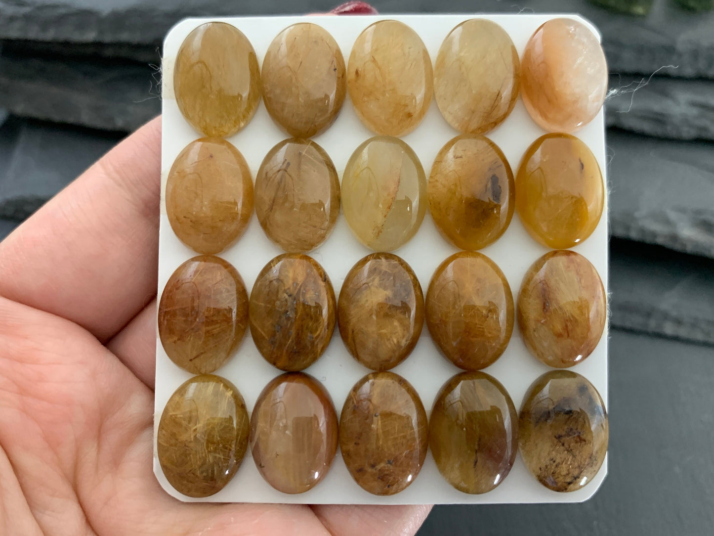 Rutilated Quartz oval 12x16mm cabochon - Calibrated cabochons