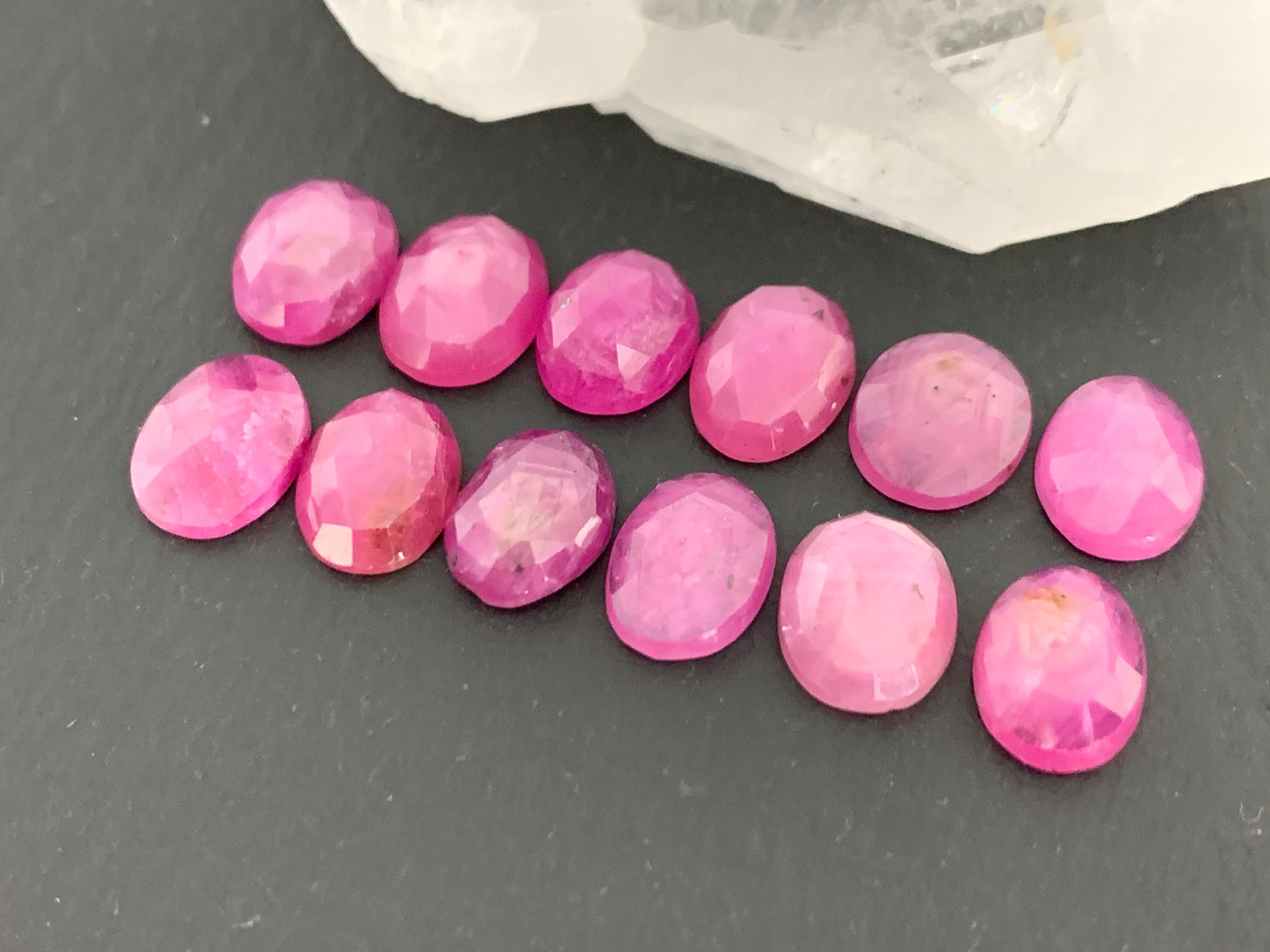 Faceted Pink Sapphire oval 10mm long cabochon