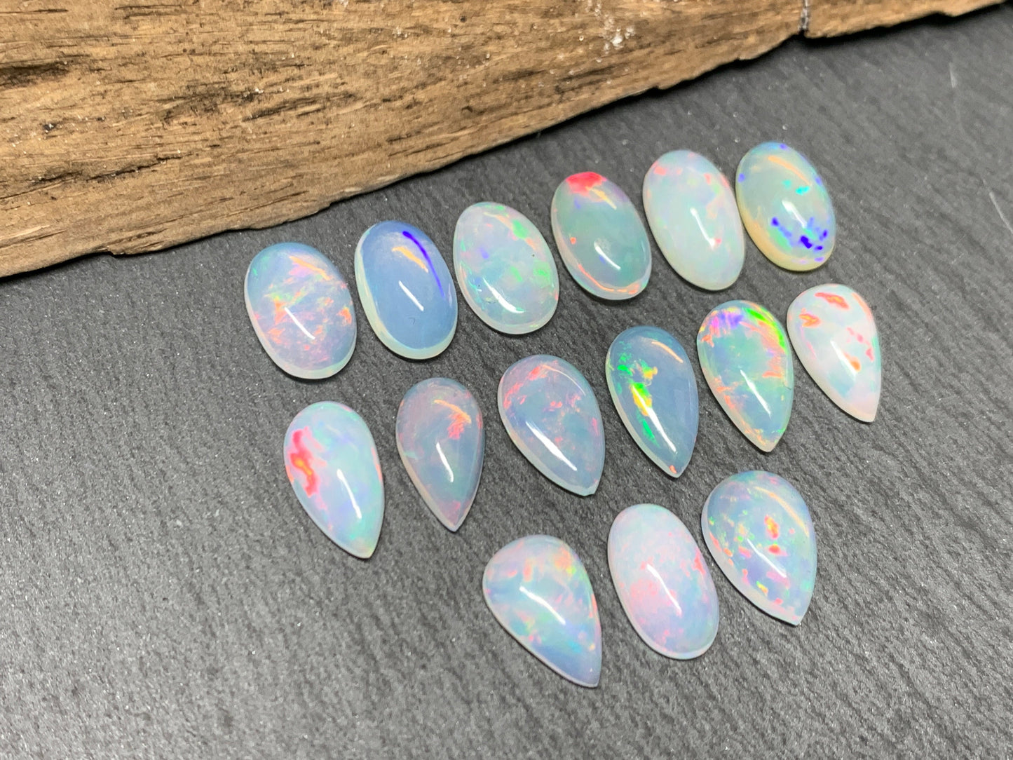 Ethiopian Opal 12-14mm long cabochon - pear, oval