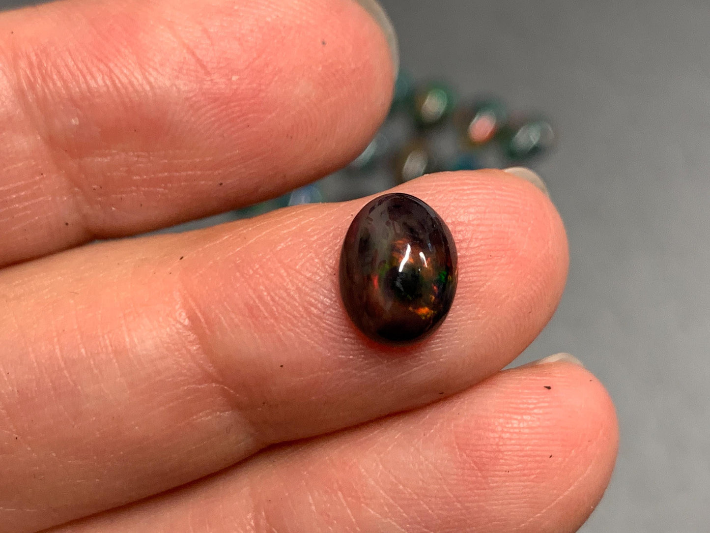 Black Ethiopian Opal 8-9mm long cabochon