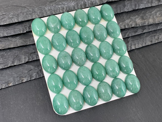 Green Aventurine Cabochon - 12x16mm Oval Calibrated Gemstone for Jewelry Making