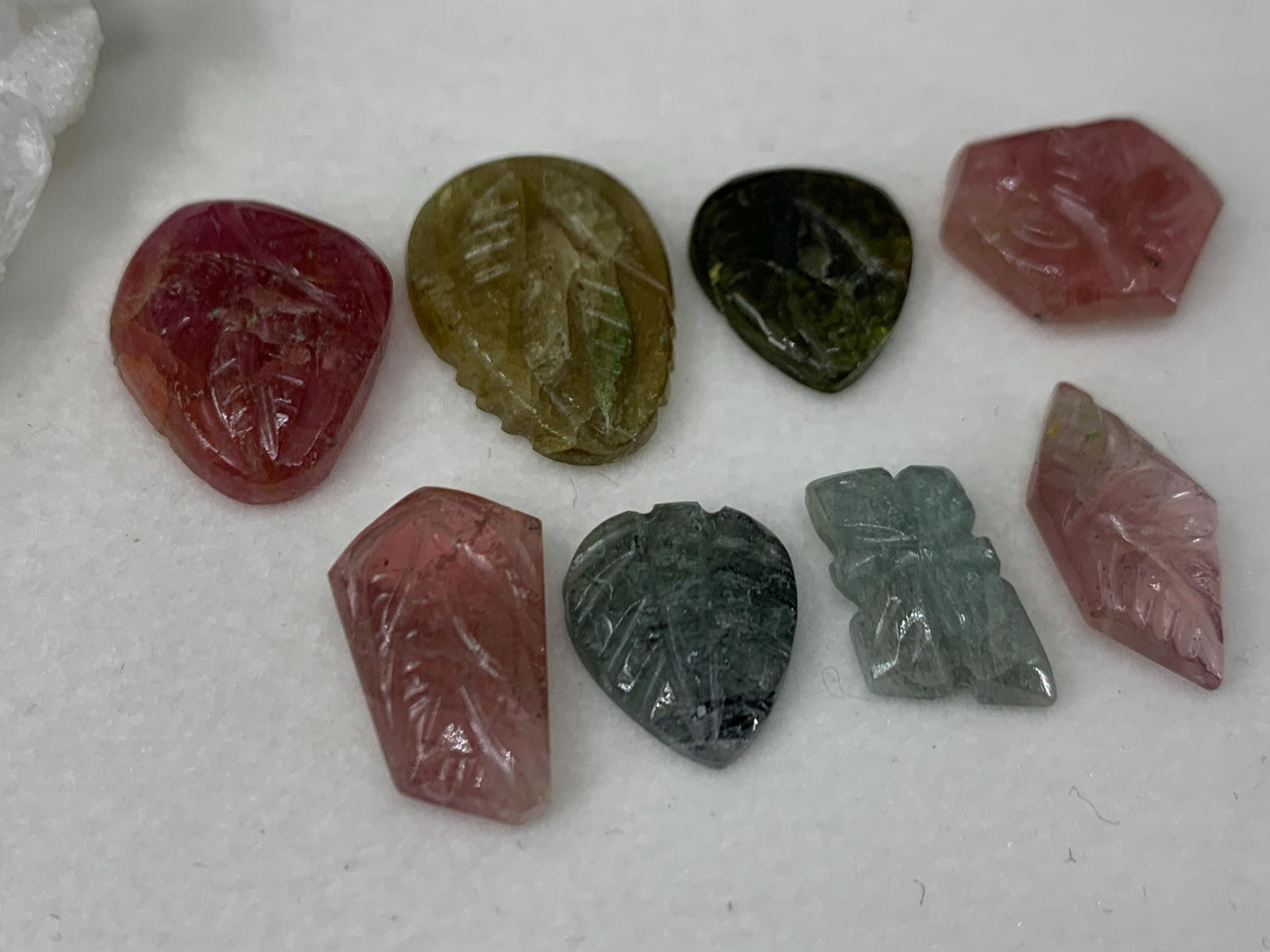 Discounted carved Tourmaline 11-17mm long cabochon - Select your piece