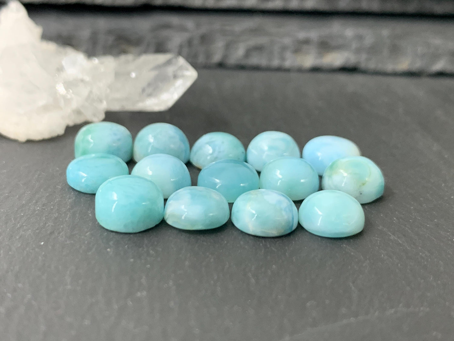 Larimar round 8mm cabochon