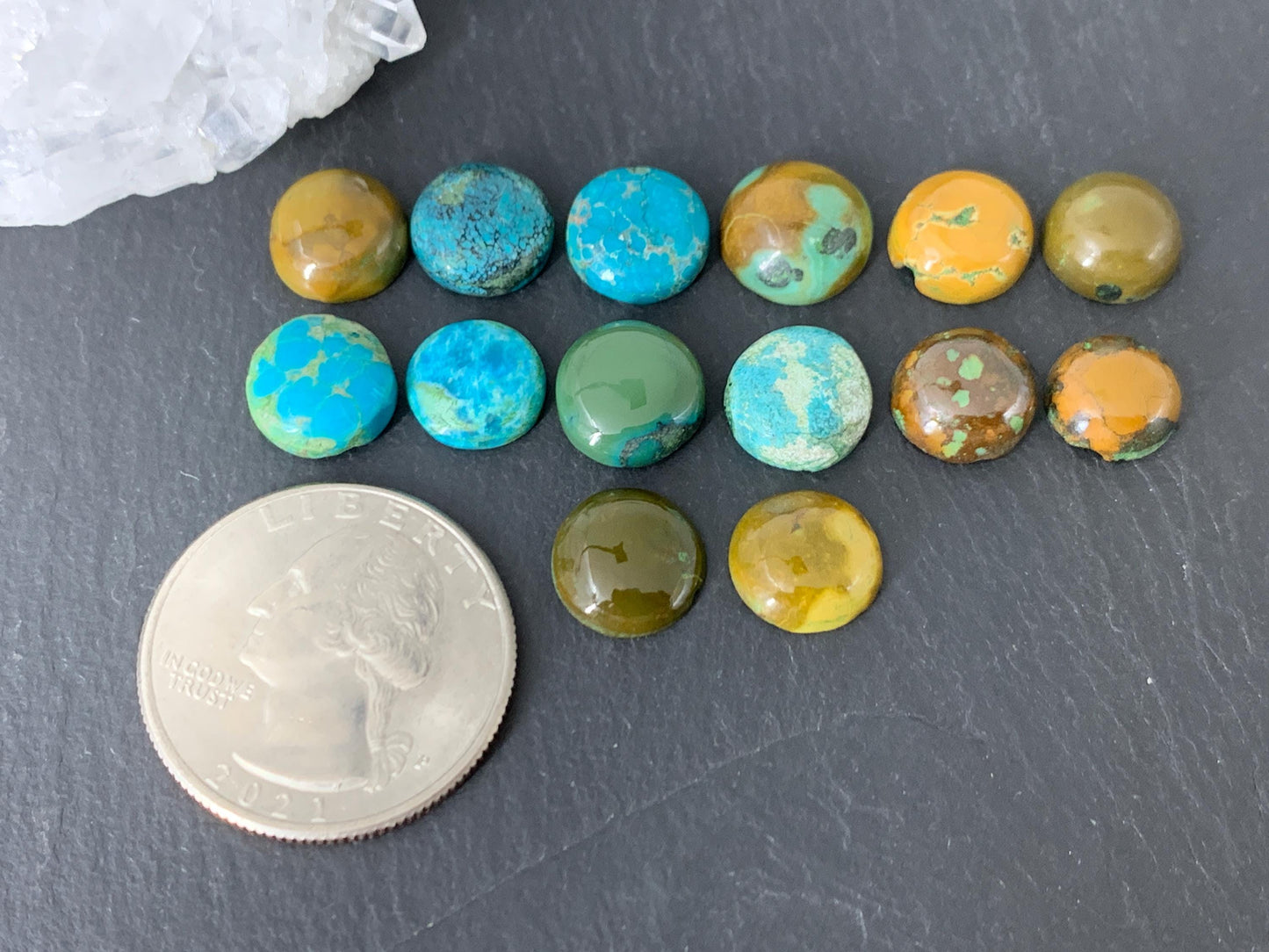 Tibetan Turquoise round 9-10mm cabochon