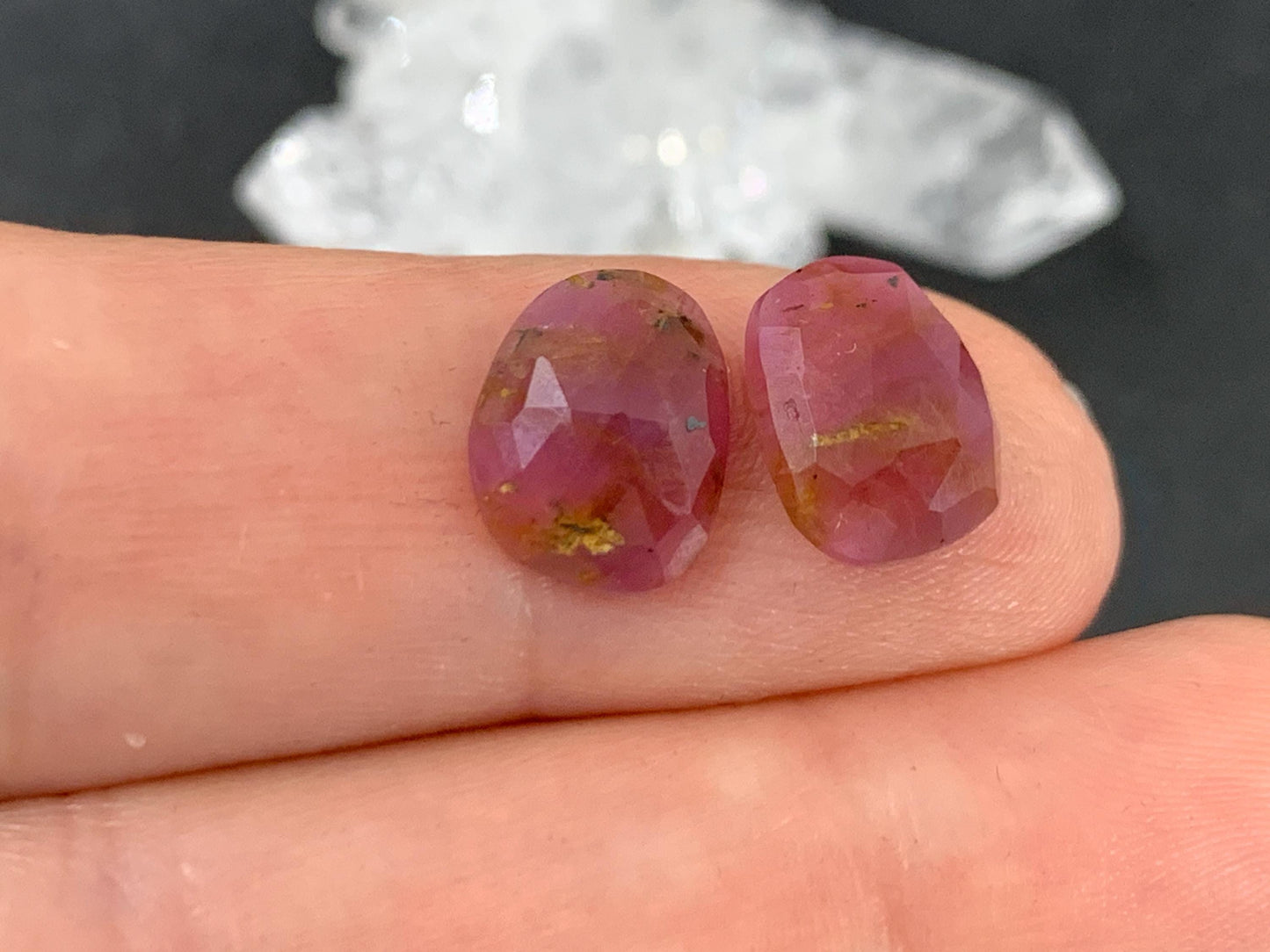 Faceted Ruby pair 8x10x3mm cabochon
