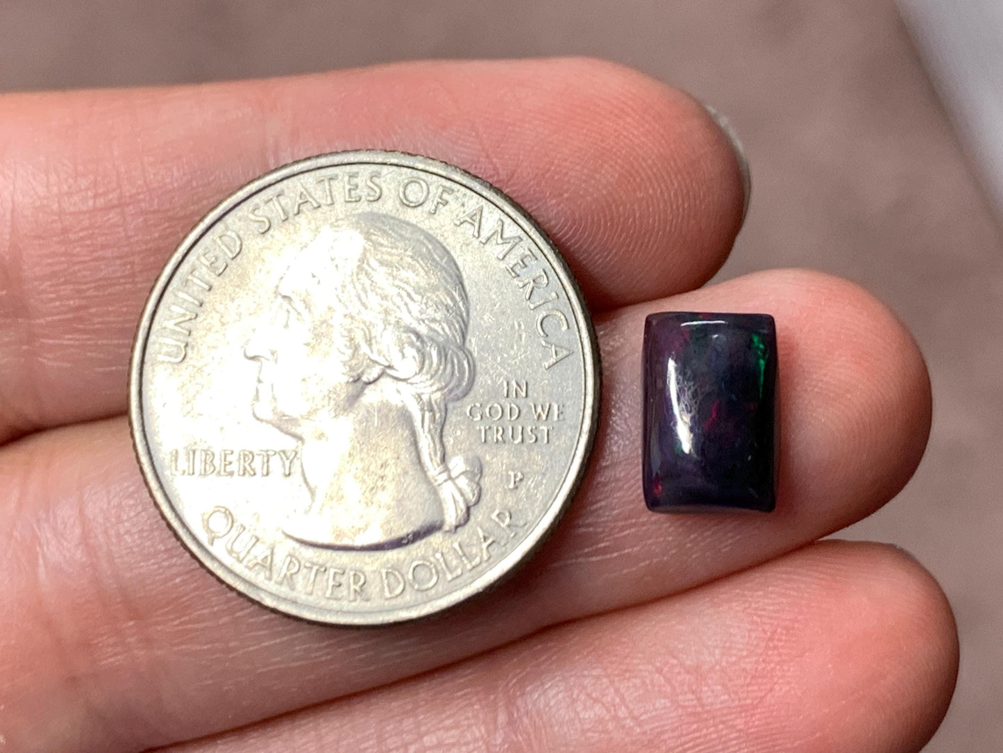 Black Ethiopian Opal rectangle 7x10x3mm cabochon