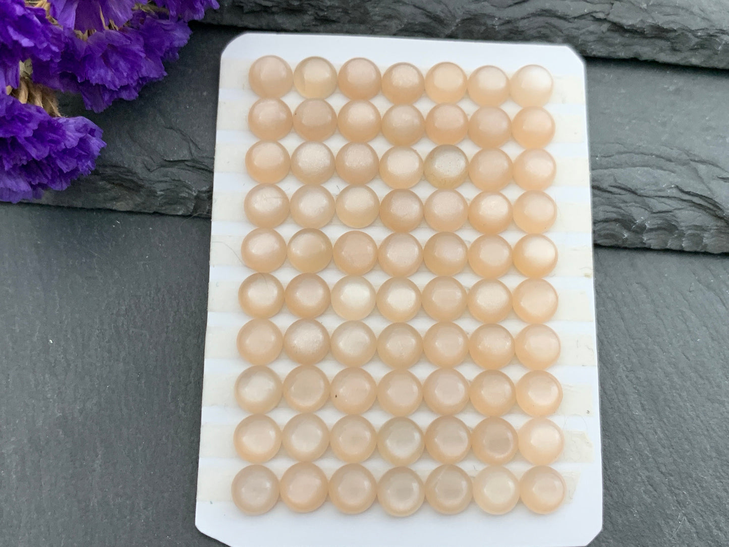 Peach Moonstone round 6 & 8mm Cabochon - Calibrated cabochons