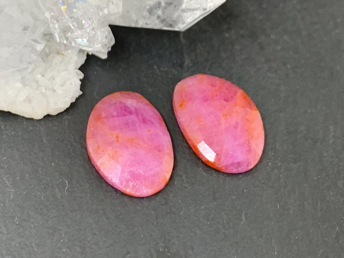 Faceted Ruby pair 10x15x3mm cabochon