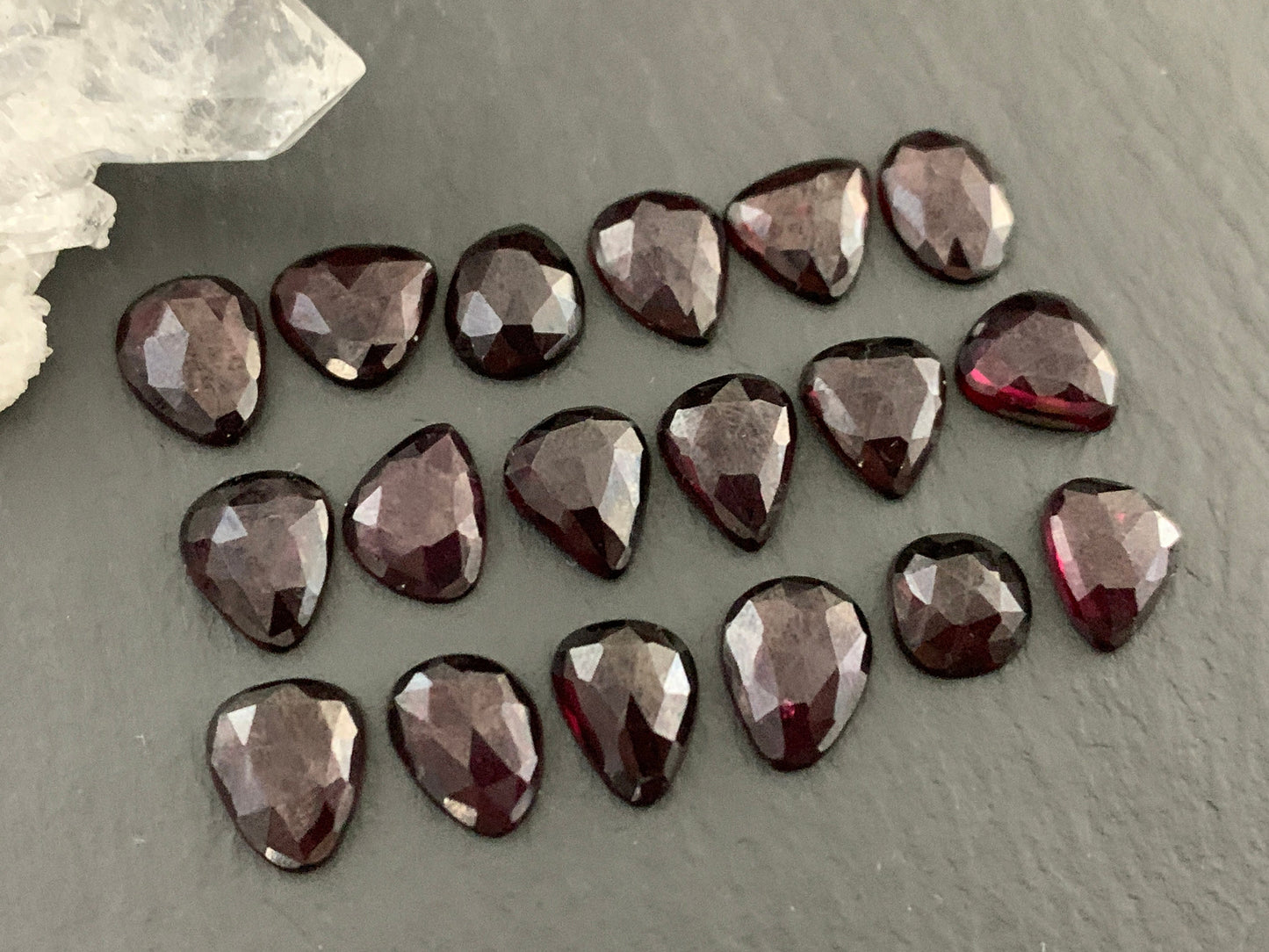 Faceted Red Garnet 8-9mm long Cabochon