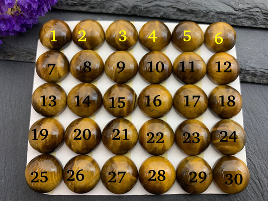 Tiger eye round 15mm cabochon - Calibrated. cabochons